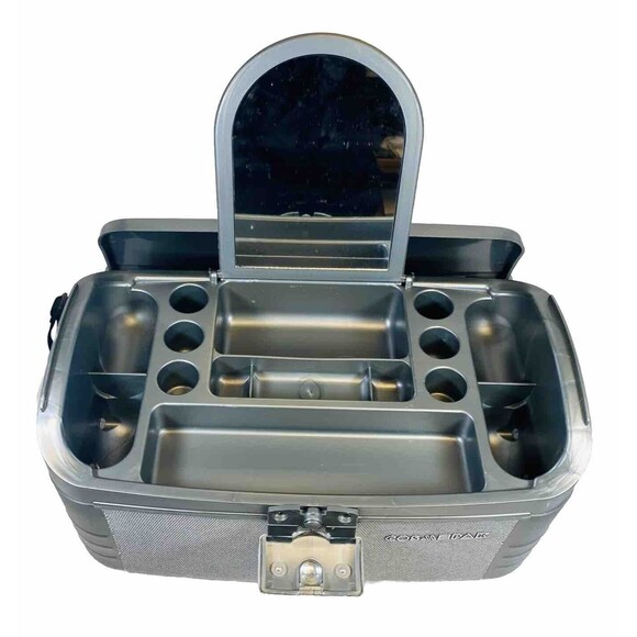 Cosmepak Organizer Travel Case Gray/Silver Cosmetic Case With Mirror 14”x8”x8” - Picture 7 of 9